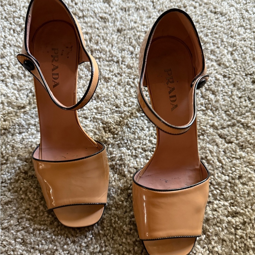 Prada Women's Beige Open-Toe Heels - Picture 1 of 3